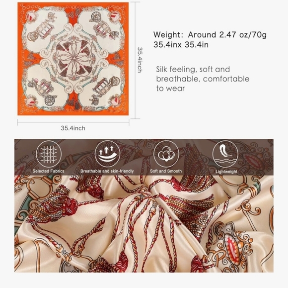 Elegant Fashion Orange and White Scarf - Picture 2 of 2